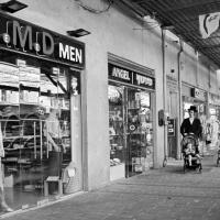 1st Advance B & W - Orthodox shopping in Capernaum Israel - Martin Whyte